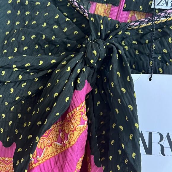 NWT Zara Boho Front Tie Mini Skirt Back Zip Festival Medium - Picture 5 of 6